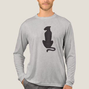 Silueta de gato negro hombres camisa gris de manga