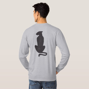 Silueta de gato negro hombres camisa gris de manga