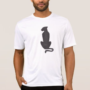 Silueta de gato negro hombres camiseta blanca Spor