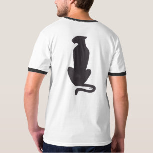 Silueta de gato negro hombres camiseta de ringer b