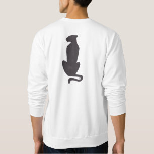 Silueta de gato negro hombres de sudadera blanca e