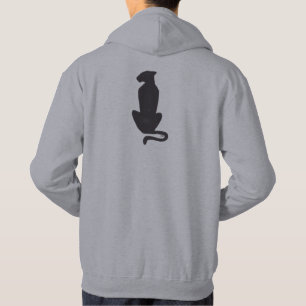 Silueta de gato negro hombres sudadera gris encapu