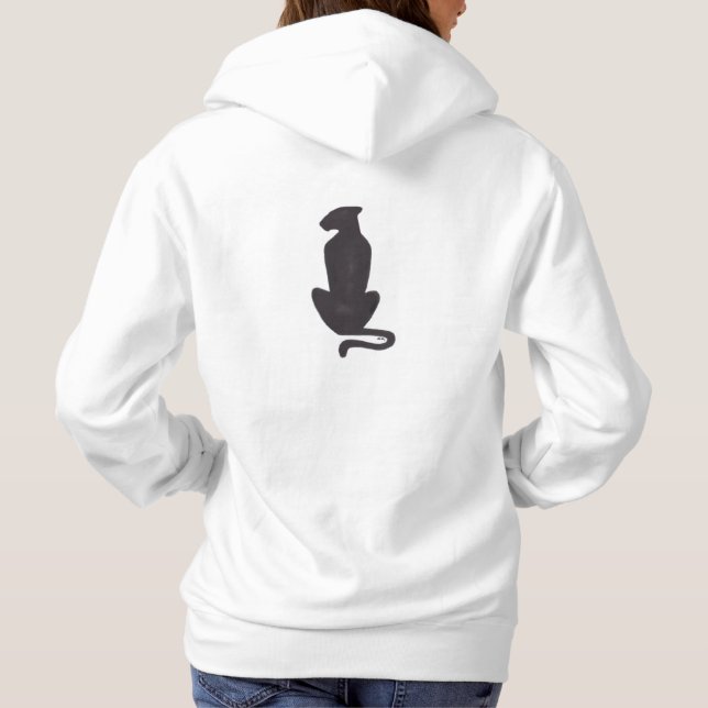 Silueta de gato negro mujeres sudadera encapuchada (Reverso)