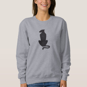 Silueta de gato negro mujeres sudadera gris
