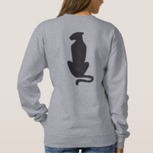 silueta de gato negro mujeres sudadera gris espald