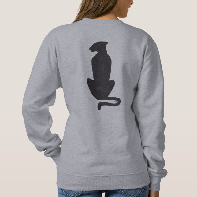 silueta de gato negro mujeres sudadera gris espald (Reverso)