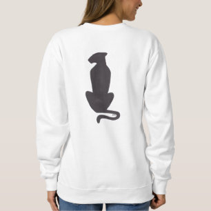 Silueta de gato negro mujeres sudaderas blancas