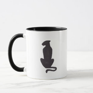 Silueta de gato negro taza de café