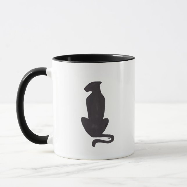 Silueta de gato negro taza de café (Izquierda)