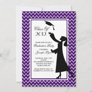 Silueta de invitación a graduación púrpura moderna