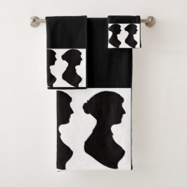 Silueta de Jane Austen sobre negro