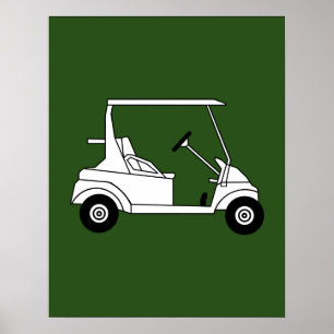 Silueta de la impresión del carro de golf en verde