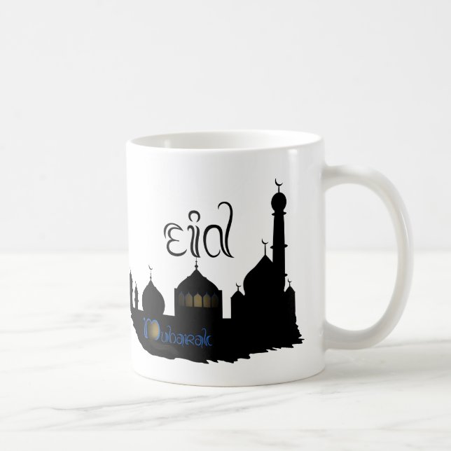 Silueta de la mezquita de Eid Mubarak - taza (Derecha)