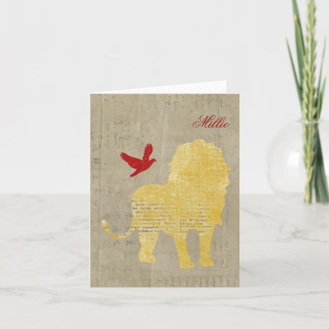 Silueta de león de oro personalizada Notecard (Anverso)