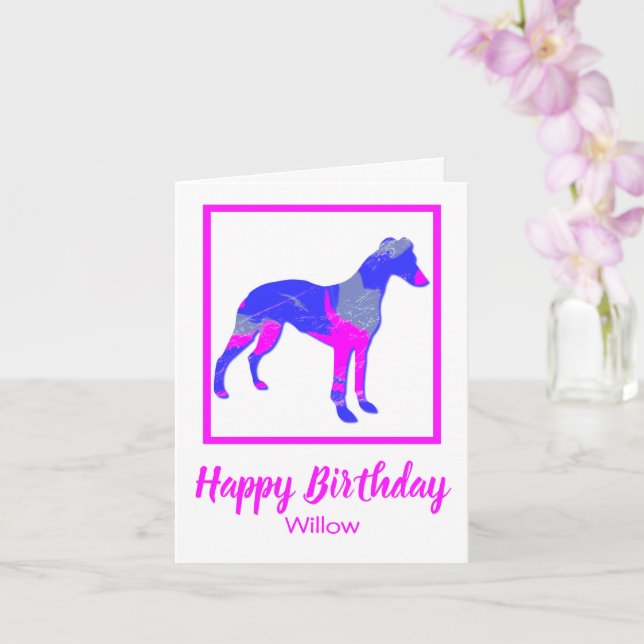 Silueta de marioneta Perro rosa Funny Tarjeta de c (Orquídea)