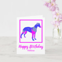 Silueta de marioneta Perro rosa Funny Tarjeta de c