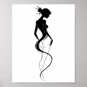 Silueta de mujer elegante arte de línea abstracta