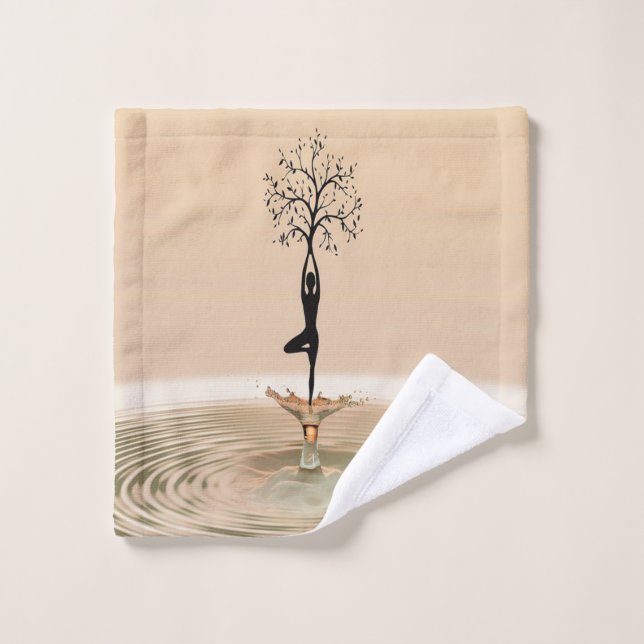 Silueta de niña árbol yoga (Toallita)