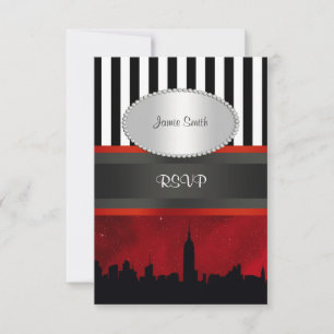 Silueta de NYC Cielo Rojo Franja Blk Wht RSVP