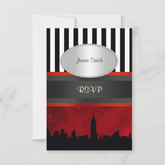 Silueta de NYC Cielo Rojo Franja Blk Wht RSVP