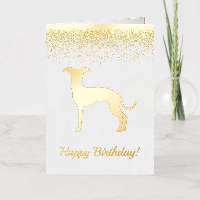 Silueta de perro galgo italiano con texto personal (Anverso)