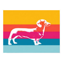 Silueta de perro salchicha con arte pop retro