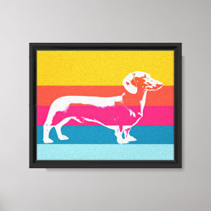 Silueta de perro salchicha con arte pop retro