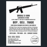 Silueta de rifle, armero, publicidad de tienda de<br><div class="desc">Siluetas de rifle,  armero,  volantes publicitarios de tienda de armas por The Business Card Store.</div>