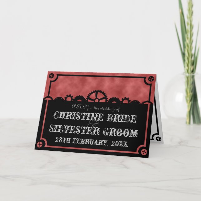 Silueta de trabajo de reloj, tarjeta RSVP (Anverso)