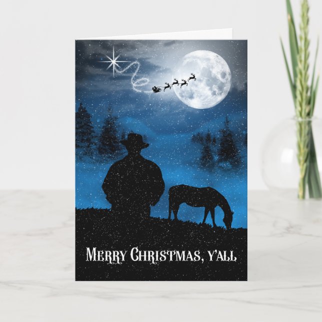 Silueta de vaquero en Navidad con caballo (Anverso)