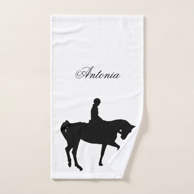 Silueta del caballo y del jinete (Toalla de mano)