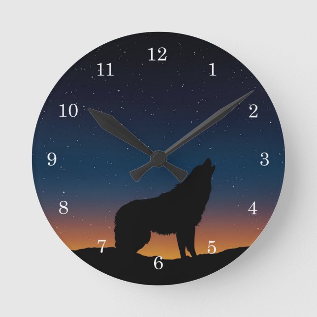 Silueta del grito del lobo con el reloj de pared (Anverso)