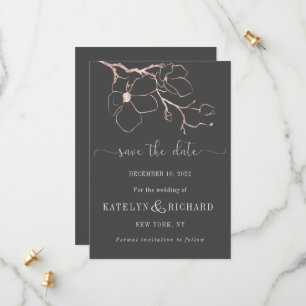 Silueta floral de oro Rosa Guardar la tarjeta de f