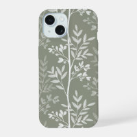 Silueta floral verde oliva elegante
