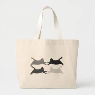Silueta gris negro de Acrobat gatos en bolsas