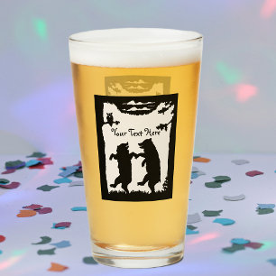 Silueta Negra Bailando Osos Árboles Lechuza En Ram