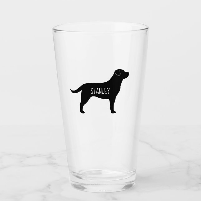Silueta negra del labrador retriever personalizada (Anverso)