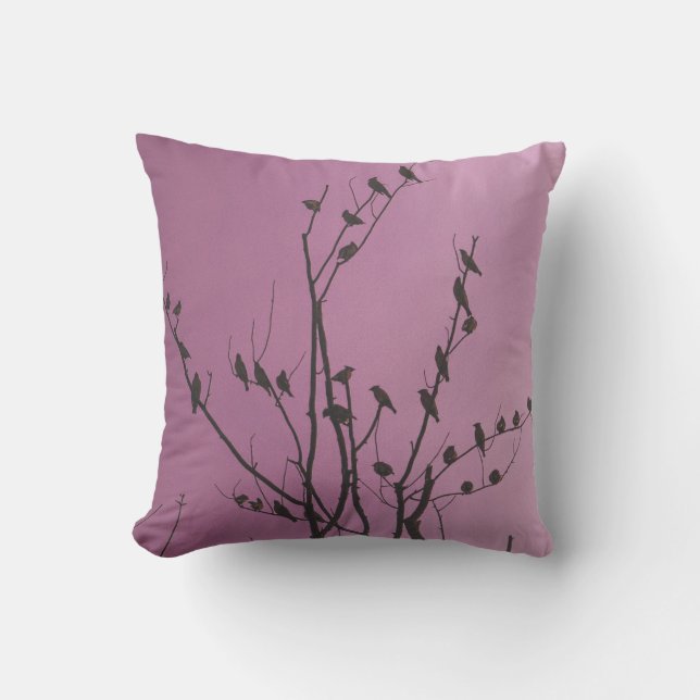silueta púrpura modelada del pájaro de la almohada (Anverso)