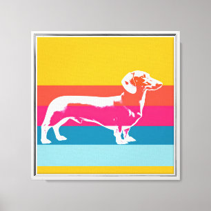 Silueta Retro de Dachshund – Arte Colorido de Perr