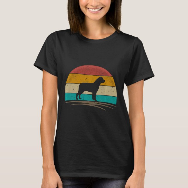 Silueta rotulier de la camiseta de perro retro vin (Anverso)
