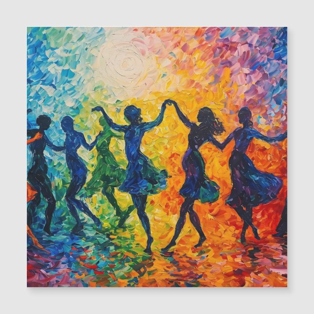 Siluetas coloridas bailando (Anverso)