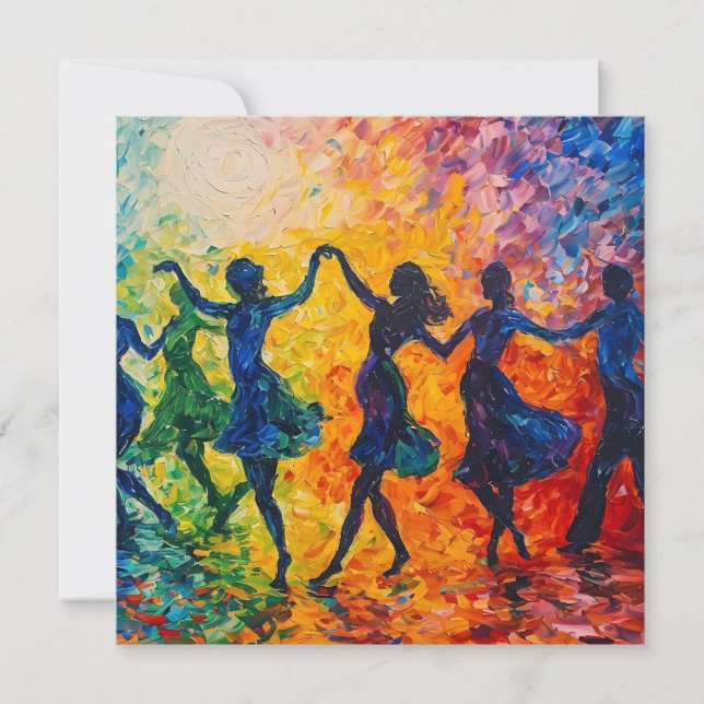 Siluetas coloridas bailando (Anverso)