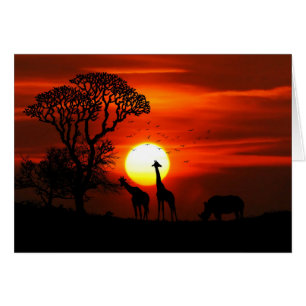 Siluetas de animales de la puesta de sol de Safari
