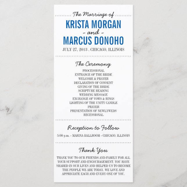 Siluetas simples Programa de boda Tarjeta de rack  (Anverso)