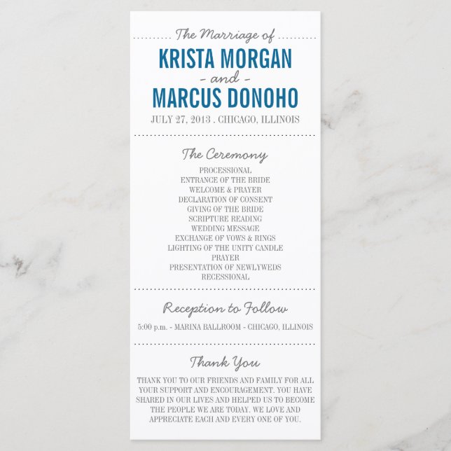 Siluetas simples Programa de boda Tarjeta para rac (Anverso)