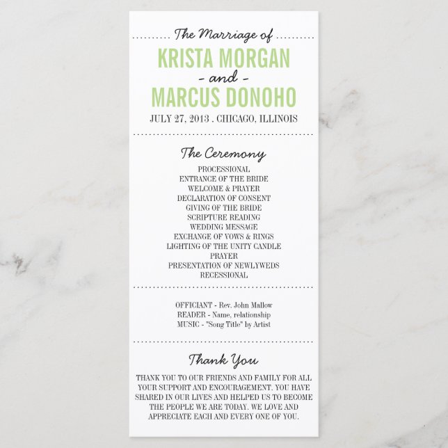 Siluetas simples Programa de boda Tarjeta para rac (Anverso)