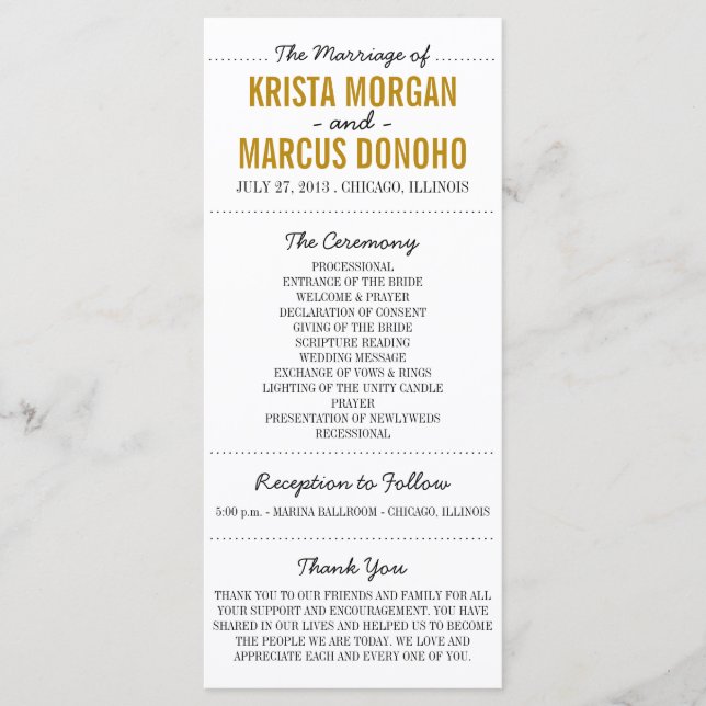 Siluetas simples Programa de boda Tarjeta para rac (Anverso)