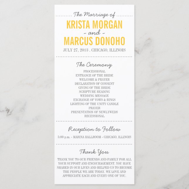 Siluetas simples Programa de bodas Tarjeta de rack (Anverso)