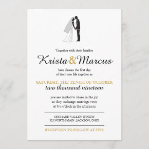 Siluetas simples que casan la invitación