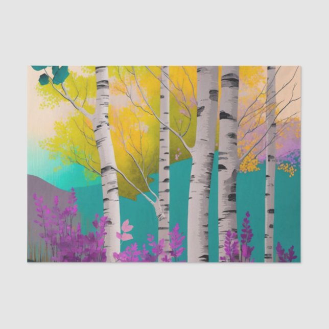 SILVER BIRCH hermosos árboles de papel de descompo (Anverso)